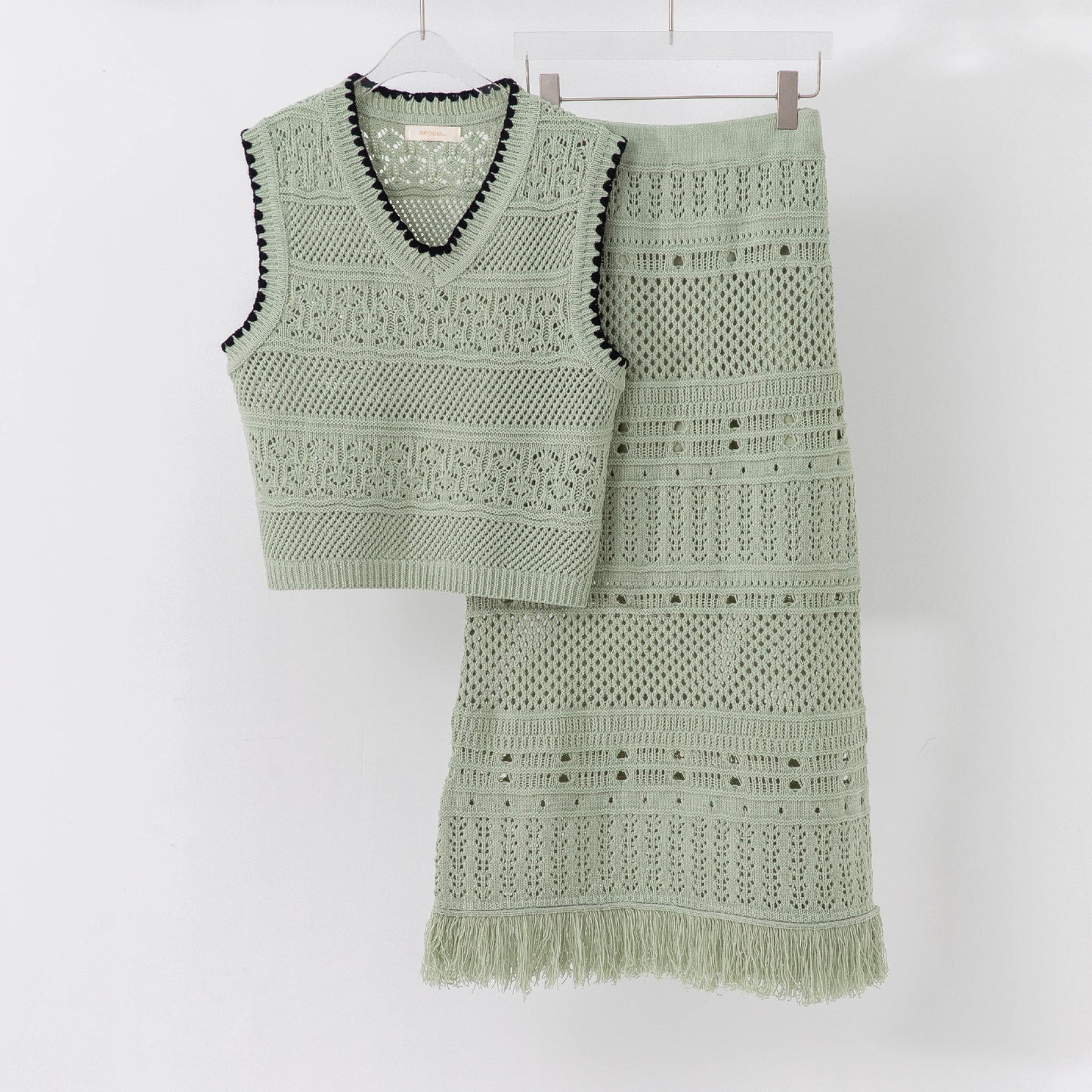 Fashion Tassel Weave Art Solid Color Sleeveless Vest Two-Piece Set