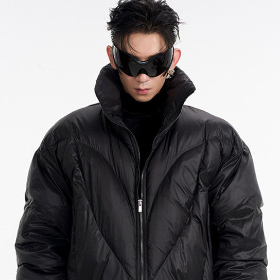 Black Stand-up Collar Profile Winter Thick Coat Tide