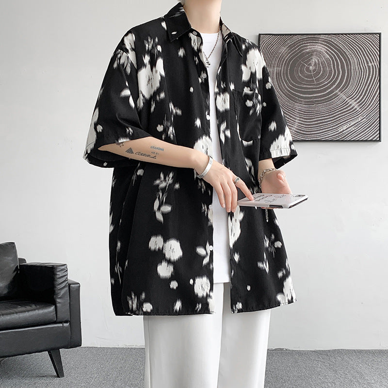 Camicia a maniche corte con stampa alla moda