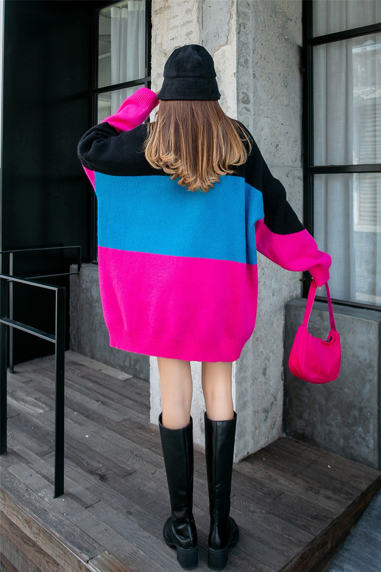 Maglione a righe con strass e diamanti, taglia grande, lavorato a maglia