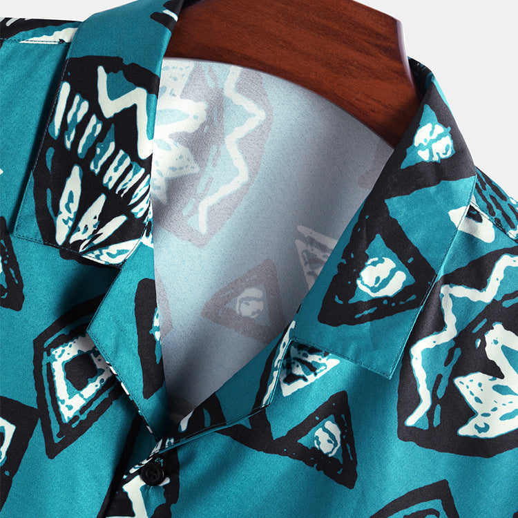 Chemise ample à manches courtes imprimée tendance