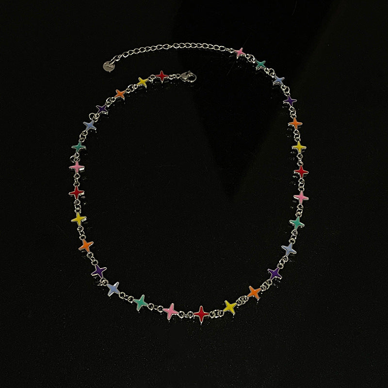 Collier à l'huile coloré - Collier croix