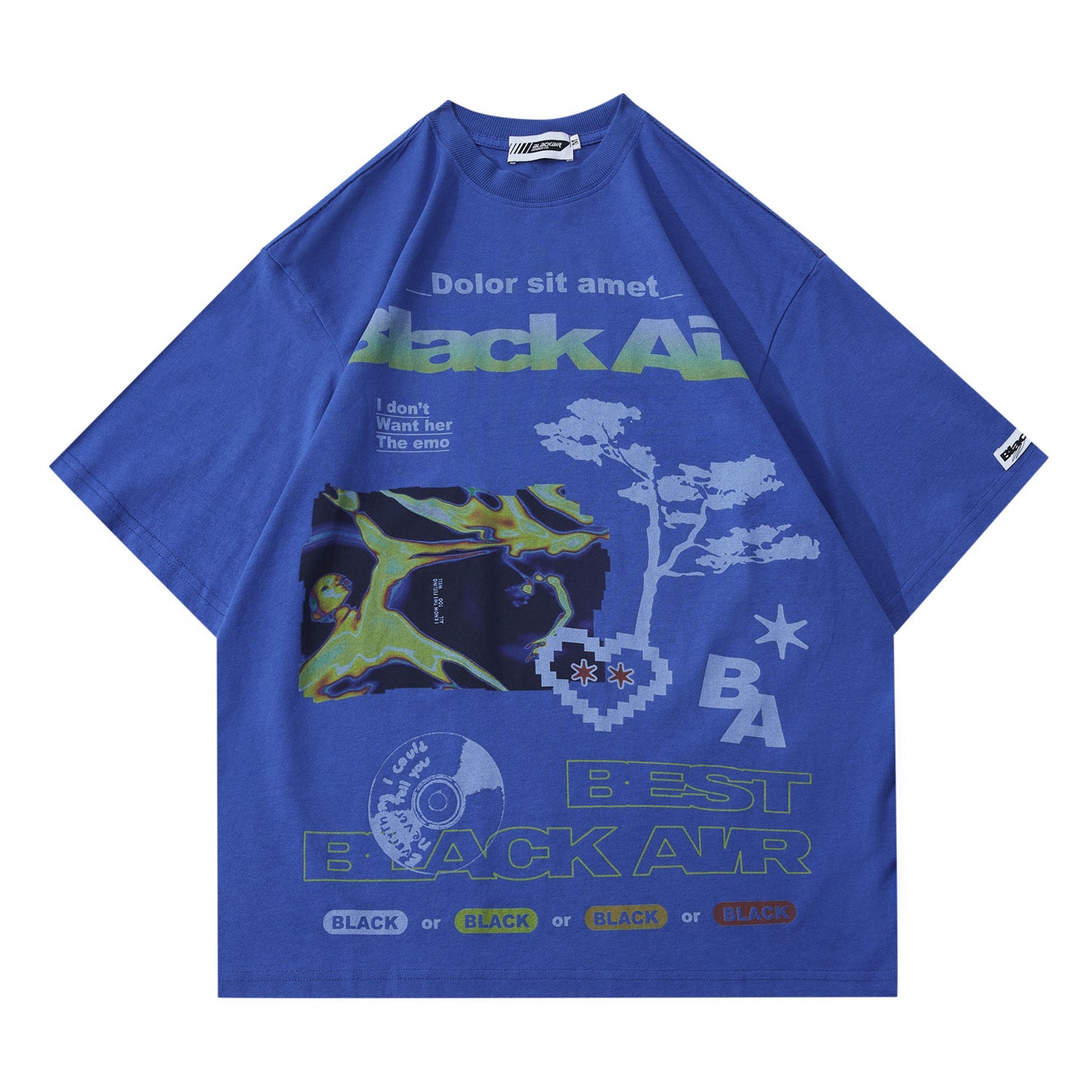 American Street Retro Element Pattern Printed T-shirt