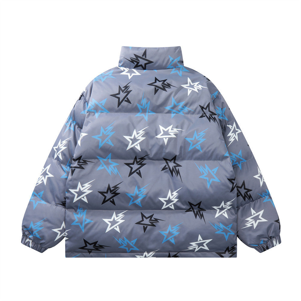 Veste matelassée en coton à manches longues et col montant avec fermeture éclair