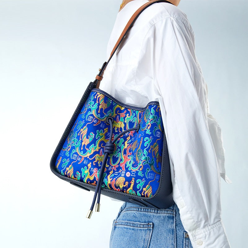 Sacoche sous le bras en cuir véritable, style national, légère et luxueuse, grande capacité