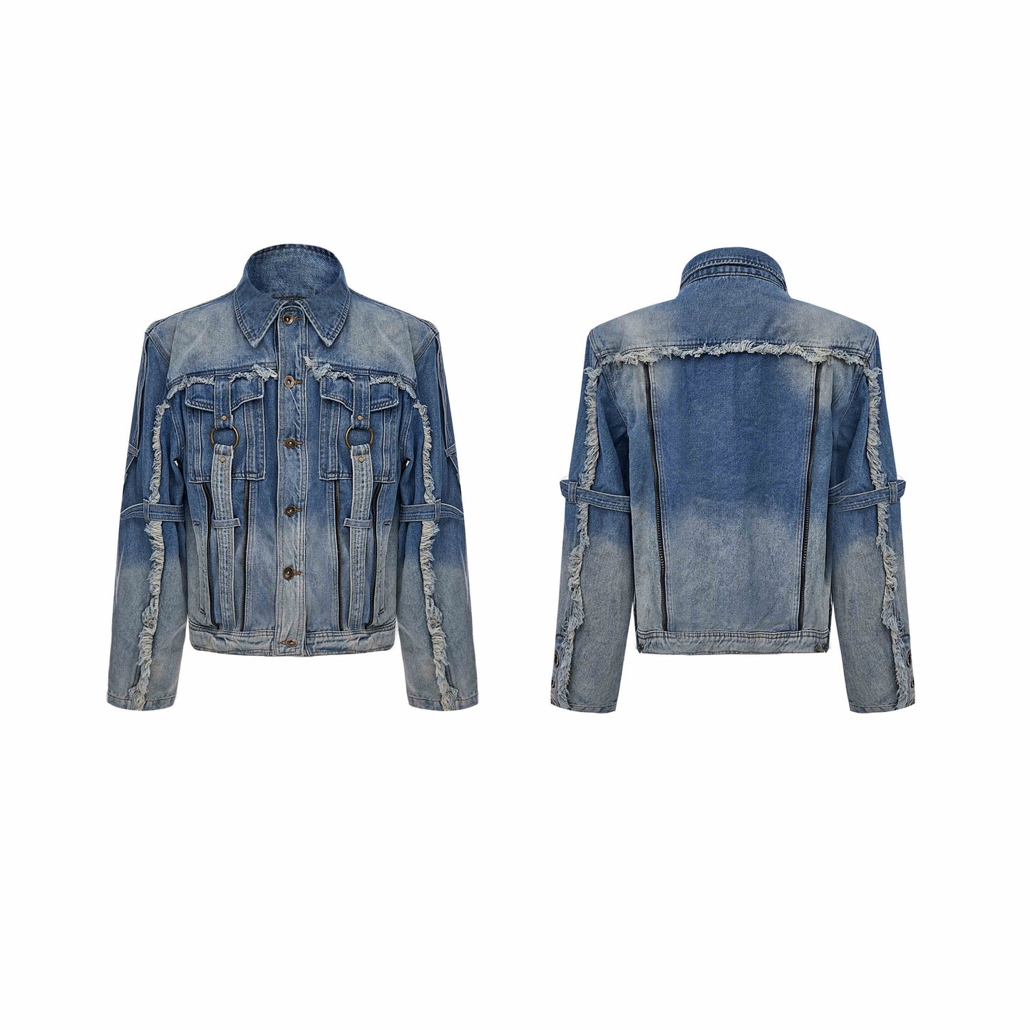 Design Sense Denim Coat Gradient Washing