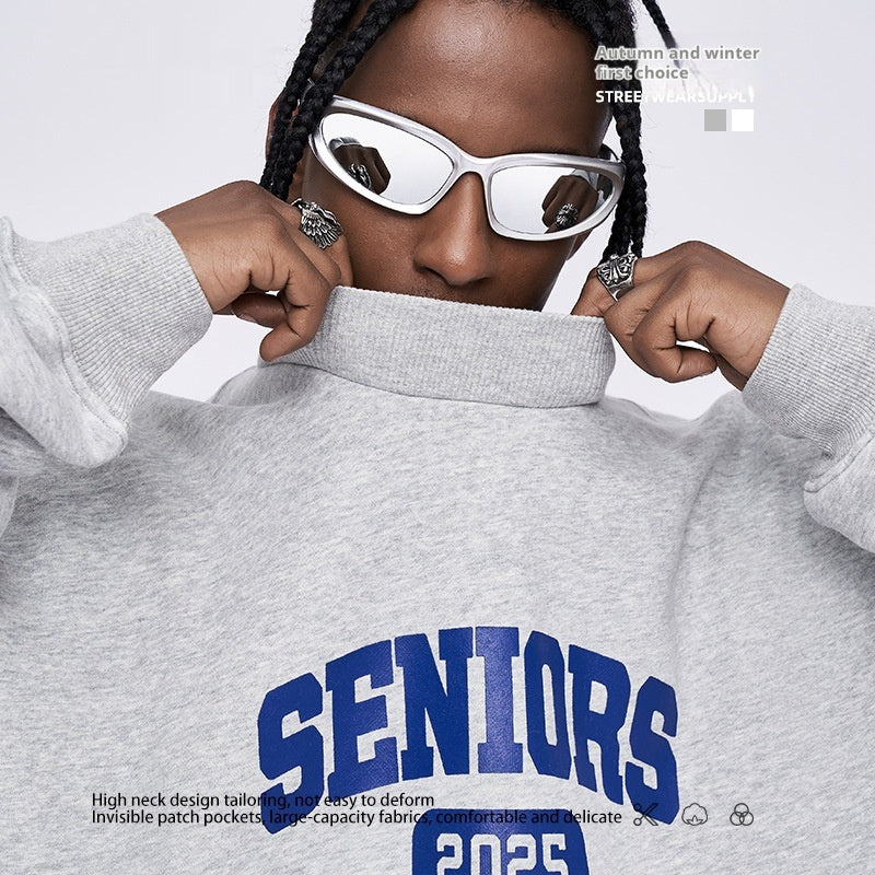 Maglione girocollo stampato a collo alto