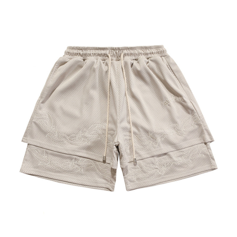 Thorns Fake Two-piece Shorts Male Hip Hop