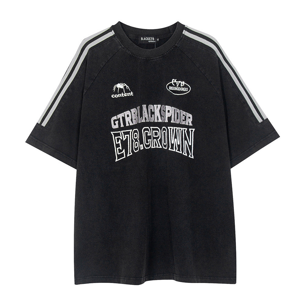 Letter Embroidered Short-sleeved T-shirt