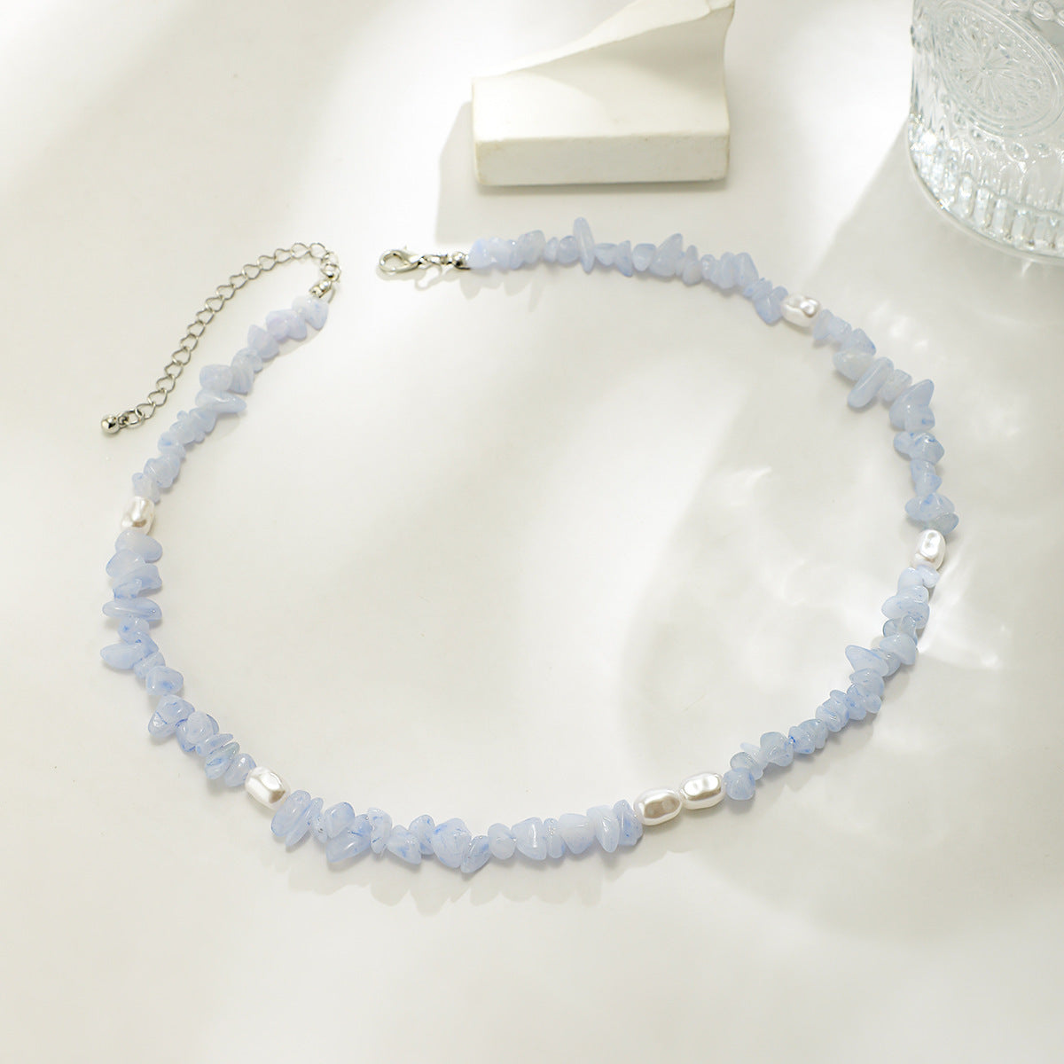 Turquoise Pearl Necklace Hip Hop Niche Design Simple