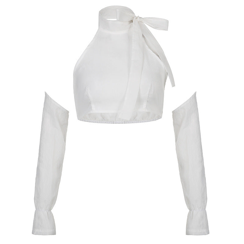 Ensemble jupe et débardeur mini à manches lacées et col halter