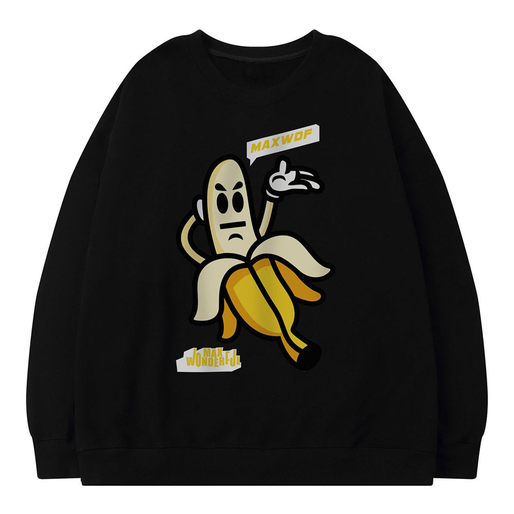 Maglione stampato con cartoni animati retrò hip hop