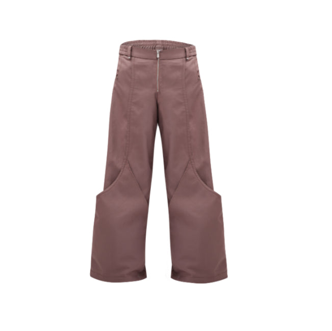Double-layer Stitching Suit Pants Metal Button Design Casual Pants