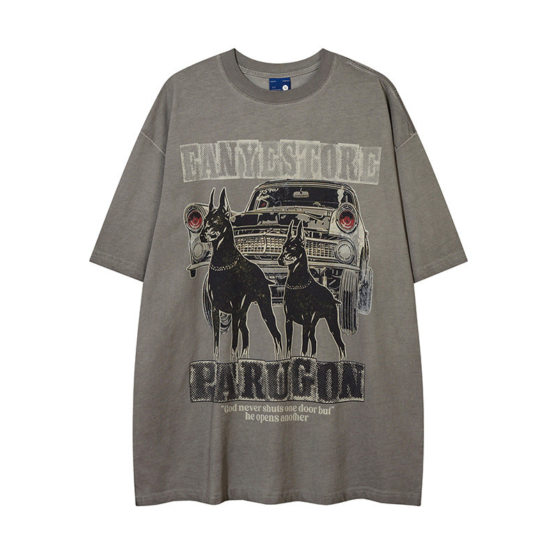 Doberman Pinscher Distressed Printed Short Sleeve Men