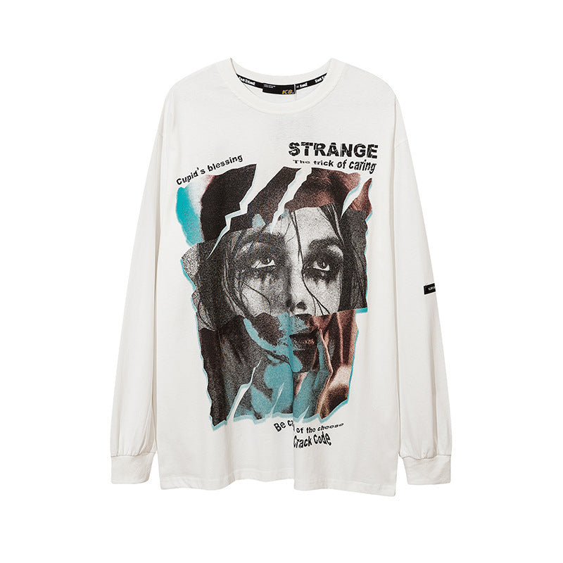 T-shirt a maniche lunghe con stampa graffiti e ritratto hip hop di High Street