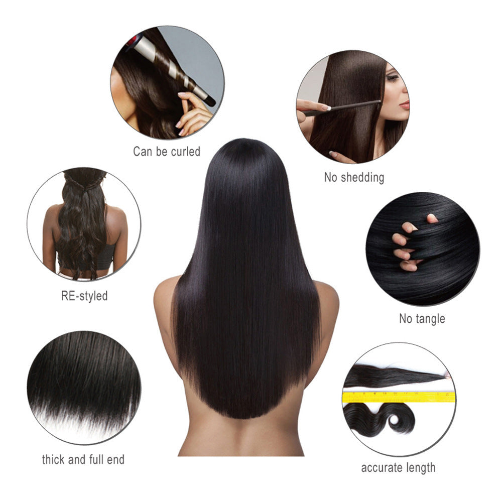 Parrucca frontale in pizzo a onde profonde con capelli umani