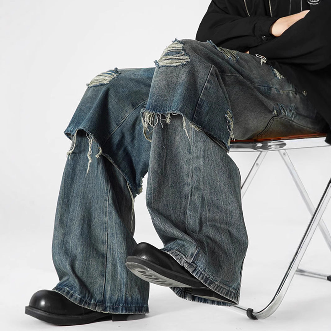 American Street Fake Two-piece Jeans