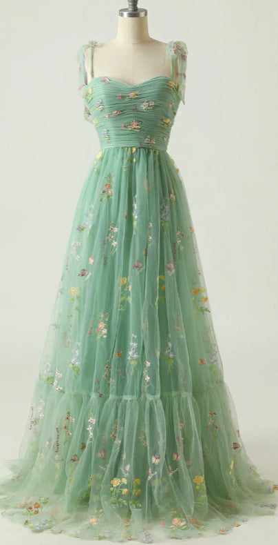 Small Tail Strap Floral Holiday Long Dress