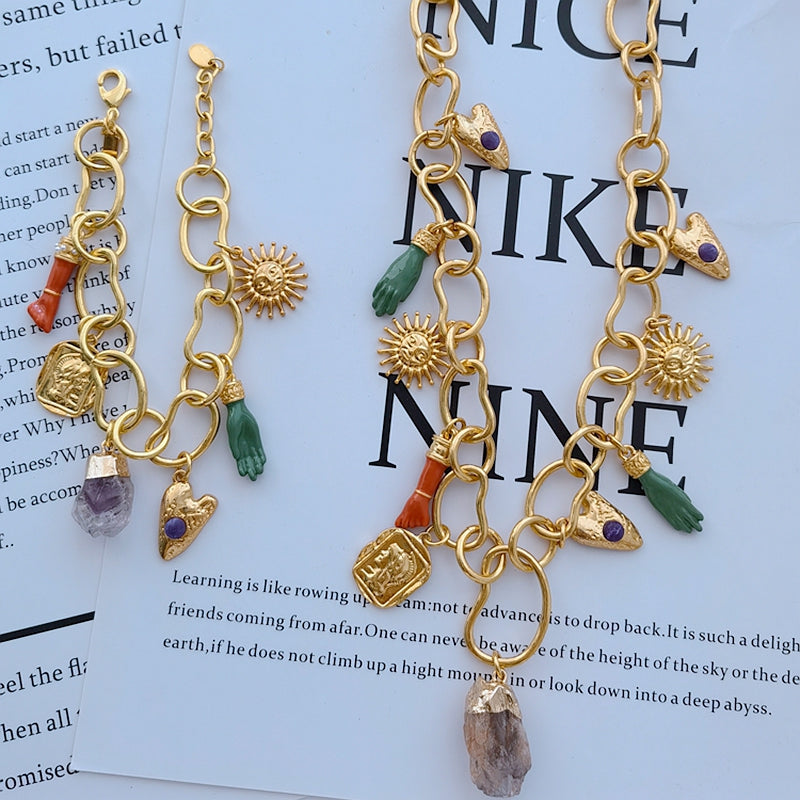 Chaîne rétro usée, style exagéré féminin