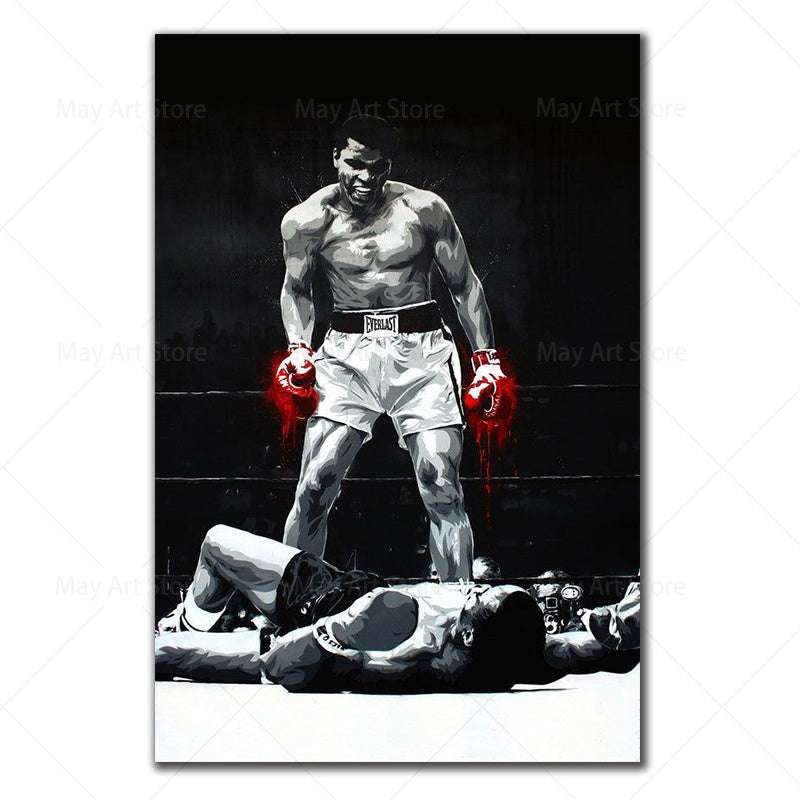 Muhammad Ali, dipinto su tela, poster sportivo motivazionale
