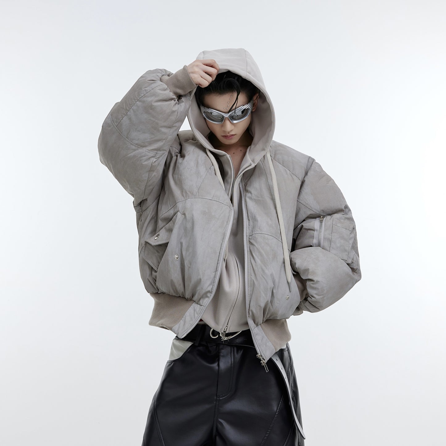 Veste à capuche en coton patchwork deux pièces