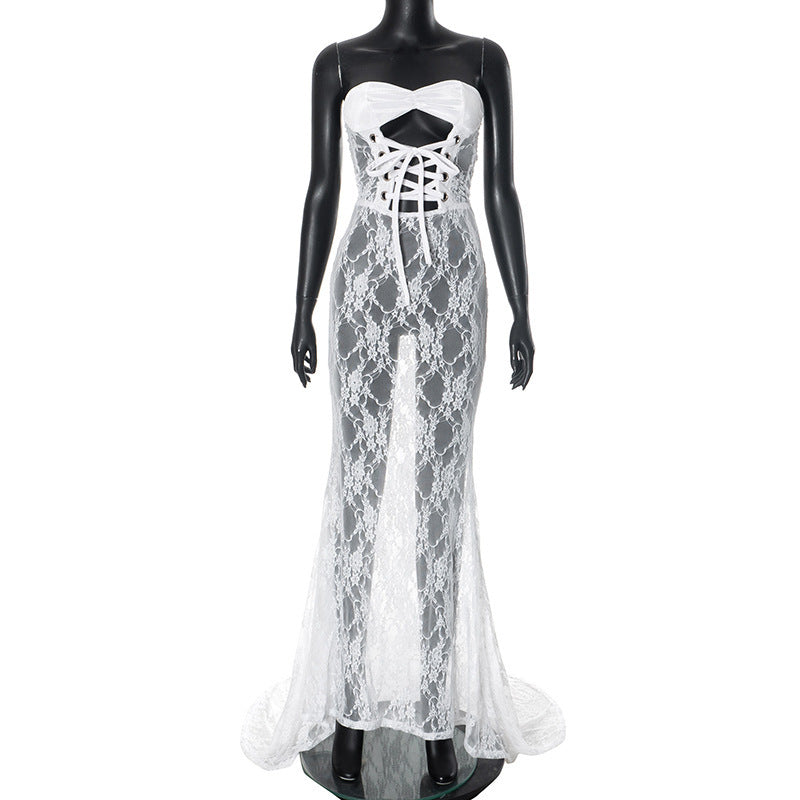 Abito a tubino con lacci