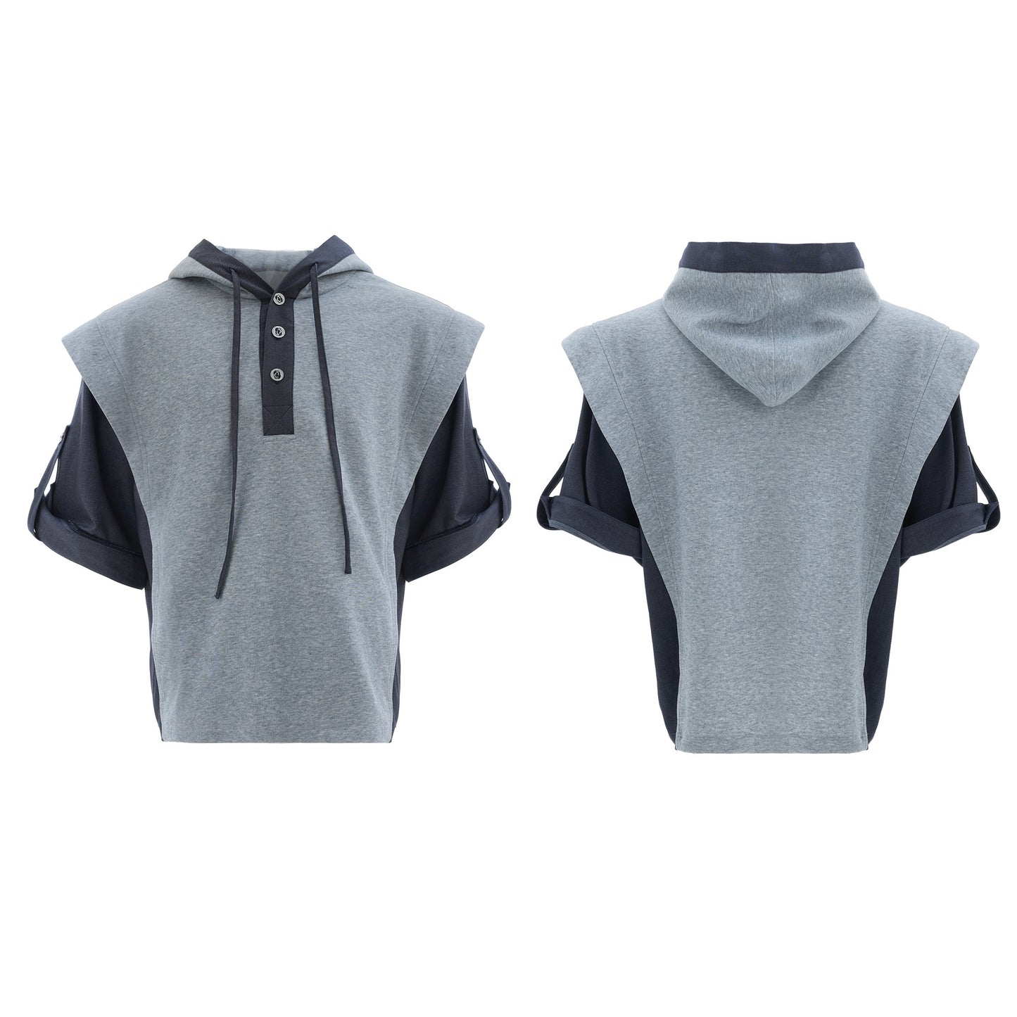 Hooded Three-dimensional Stitching Short Sleeve Heavy Industry Sports Leisure Suit