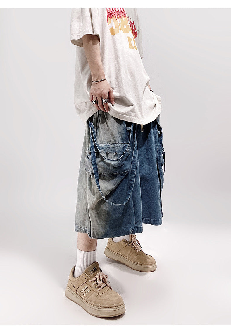 Pantaloncini cargo larghi in denim Five Points, dritti e casual, da uomo