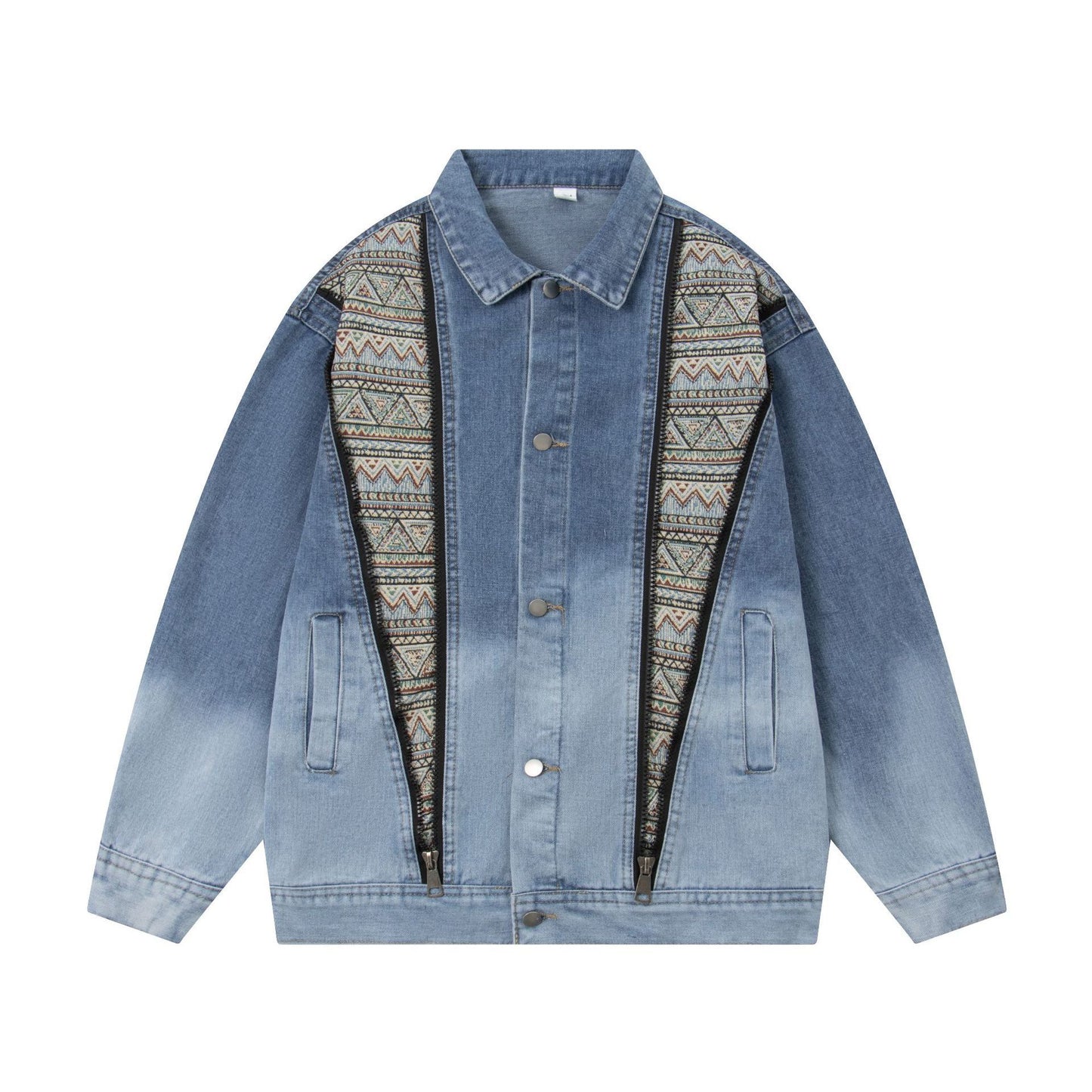 Zipper Stitching Wash Denim Jacket Coat