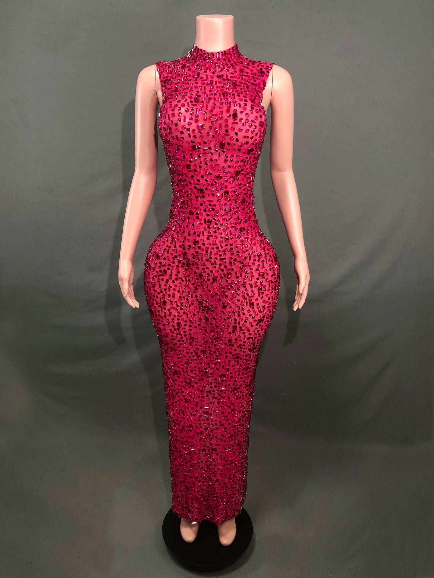 Long Rhinestone Slim Fit Slimming Dress