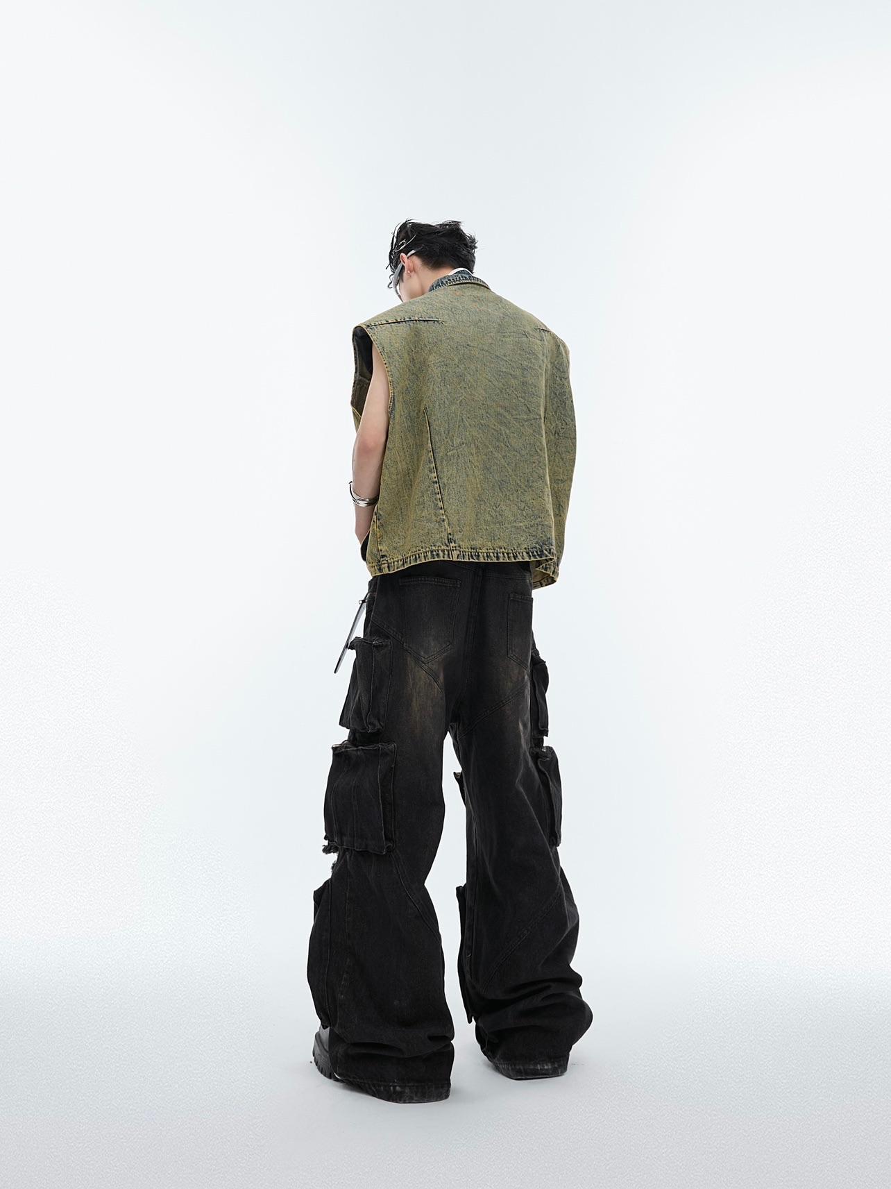 Veste sans manches en jean à rivets