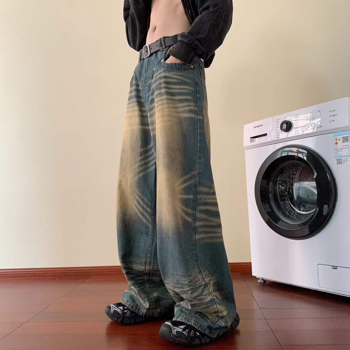 Jeans rétro américains portés et délavés