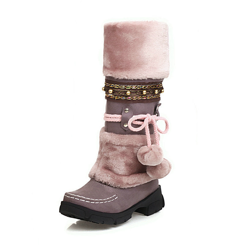 Fashion Mid Heel Cotton Boots