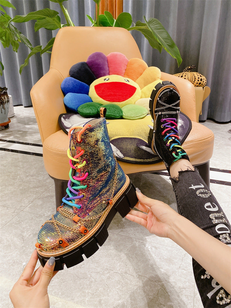 Stivali da locomotiva, stivaletti, scarpe con lacci, tendenza