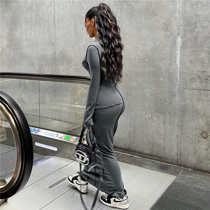 Abito slim fit con cappuccio alla moda