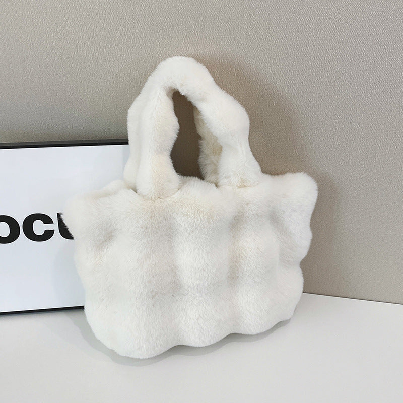 Sac à bandoulière en peluche grande capacité pour femme