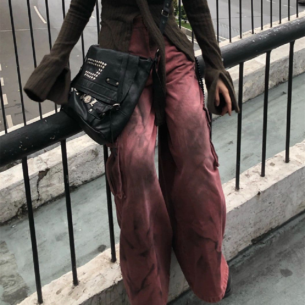 Jeans a gamba larga e vita bassa alla moda