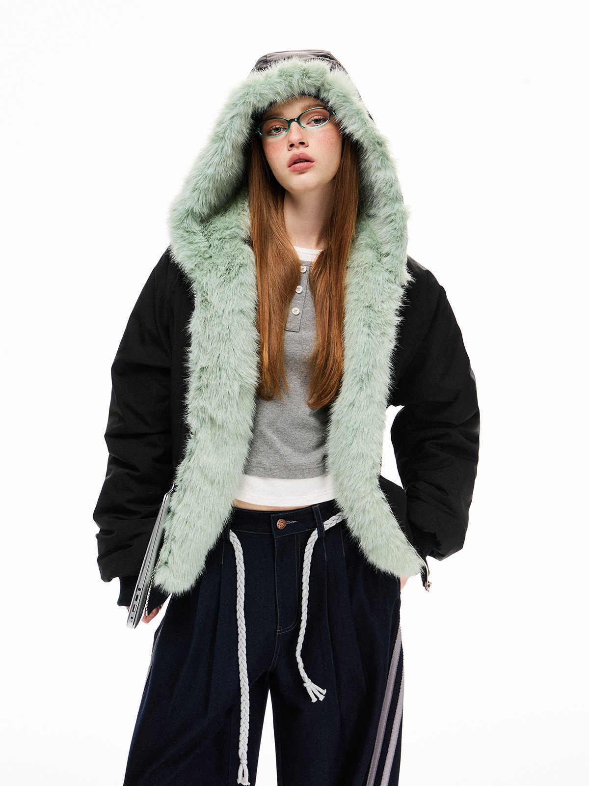 Giacca parka calda in cotone con fodera in pile