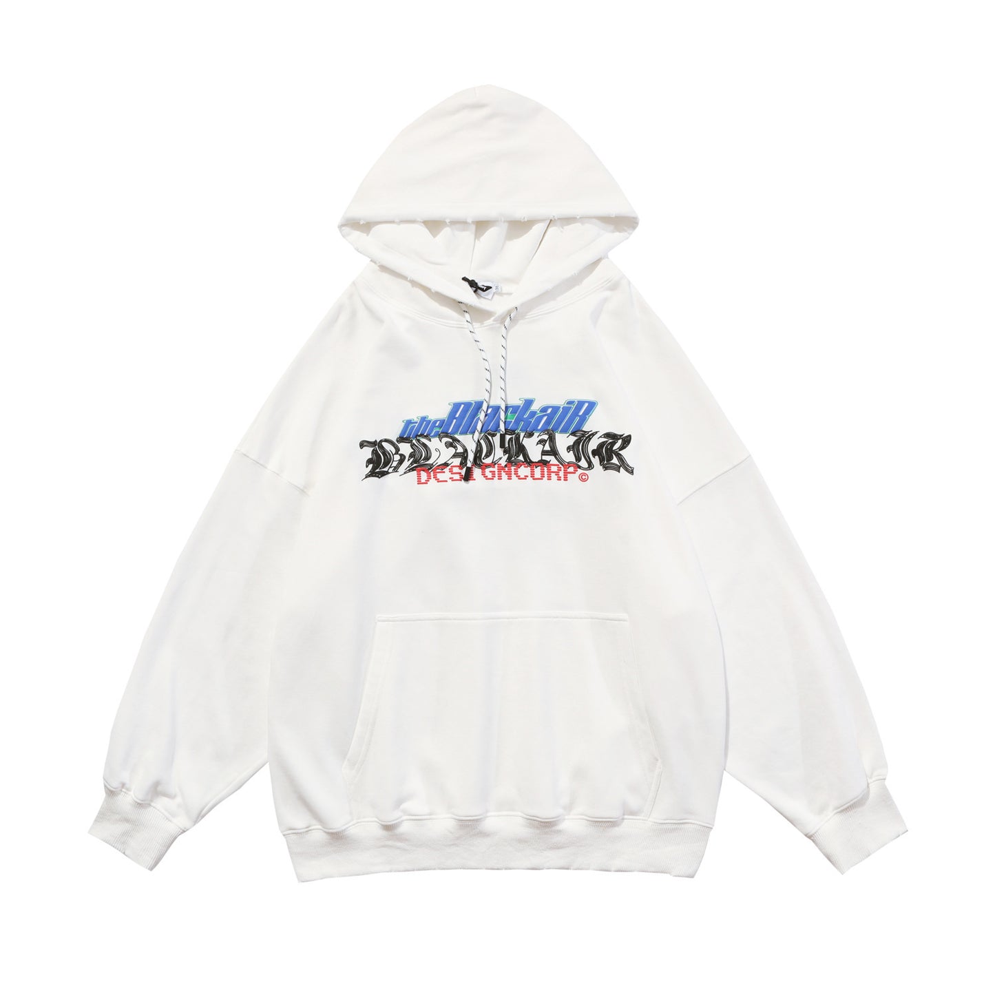 Distressed Hooded Slip Pocket Print Hoodie