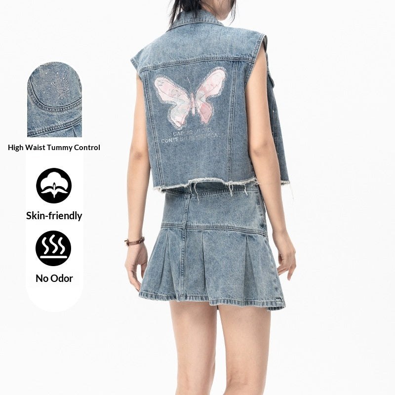 Petite Sleeveless Sequin Pleated Skirt Set