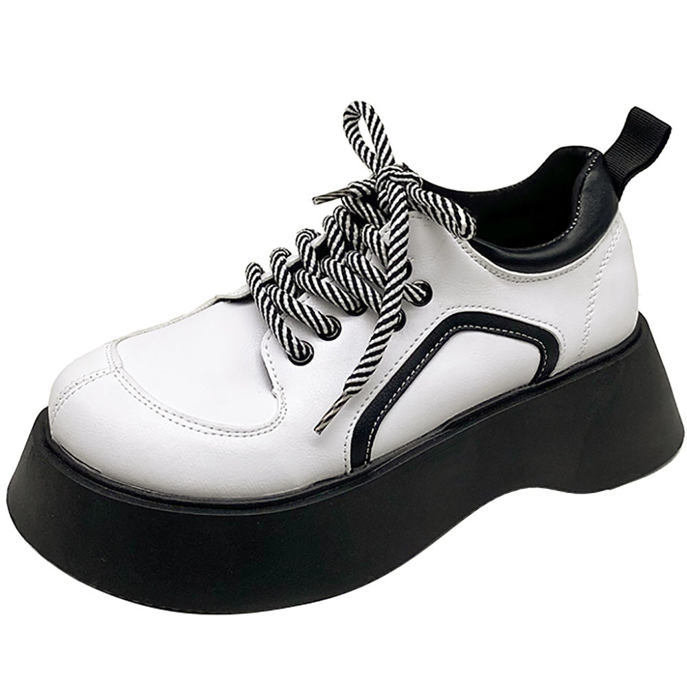 Chaussures à lacets rétro, mocassins à plateforme