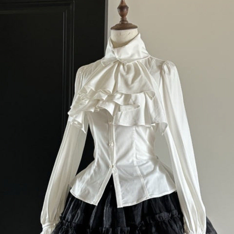 Retro Design Top Long Sleeve Shirt Gothic Style Long Sleeve Ruffled Shirt