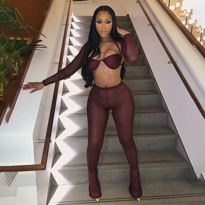 Ensemble pantalon slim à lacets tendance