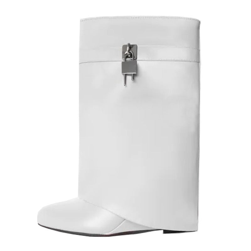 Bottes rétro à talons hauts pointus et compensés en métal