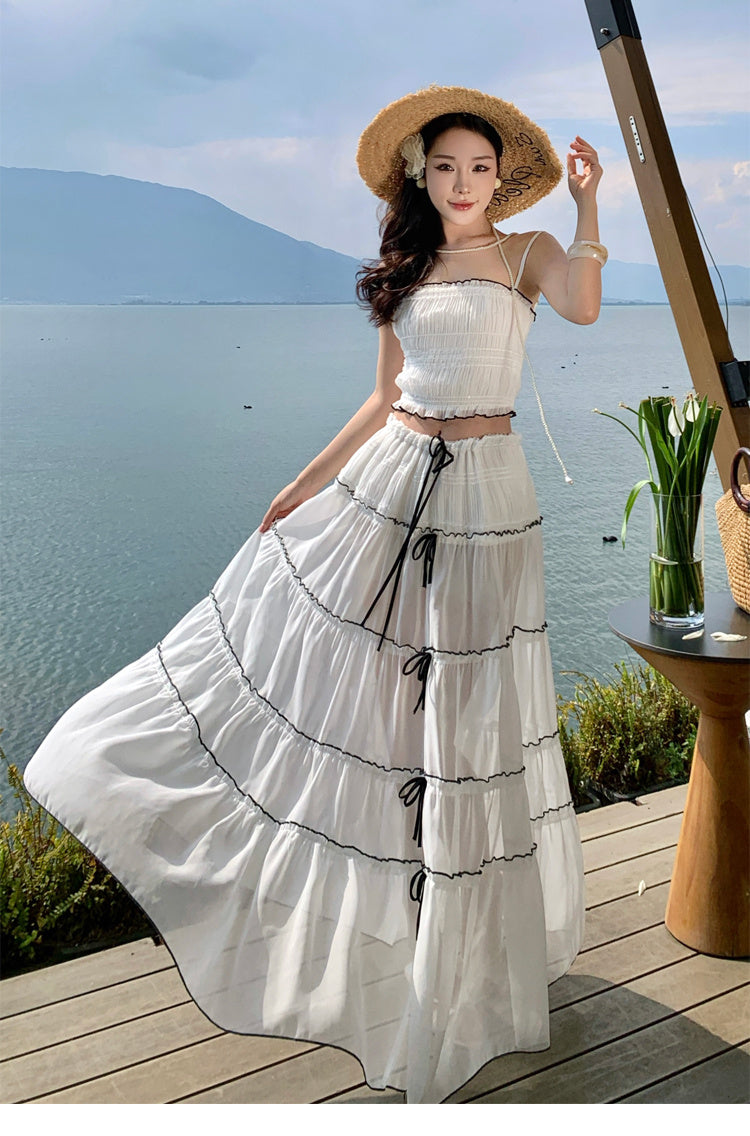 Ensemble jupe grande taille haute moulante dos nu lacée