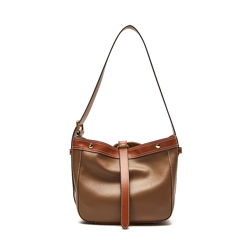 Sac diagonal à une épaule en cuir de vache souple avec sous-aisselles à blocs de couleurs