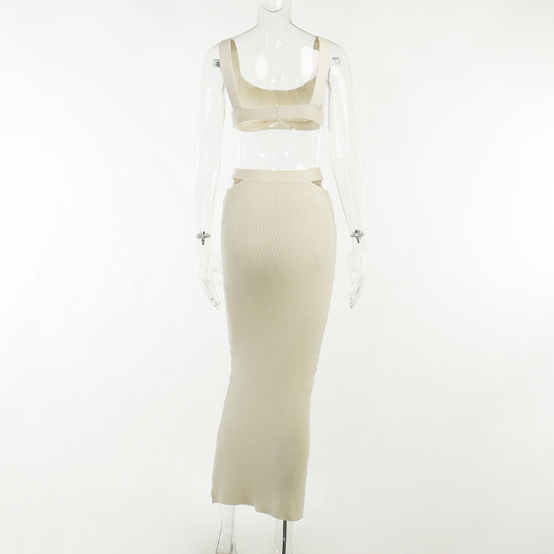 Completo gonna canotta corta in maglia coordinata