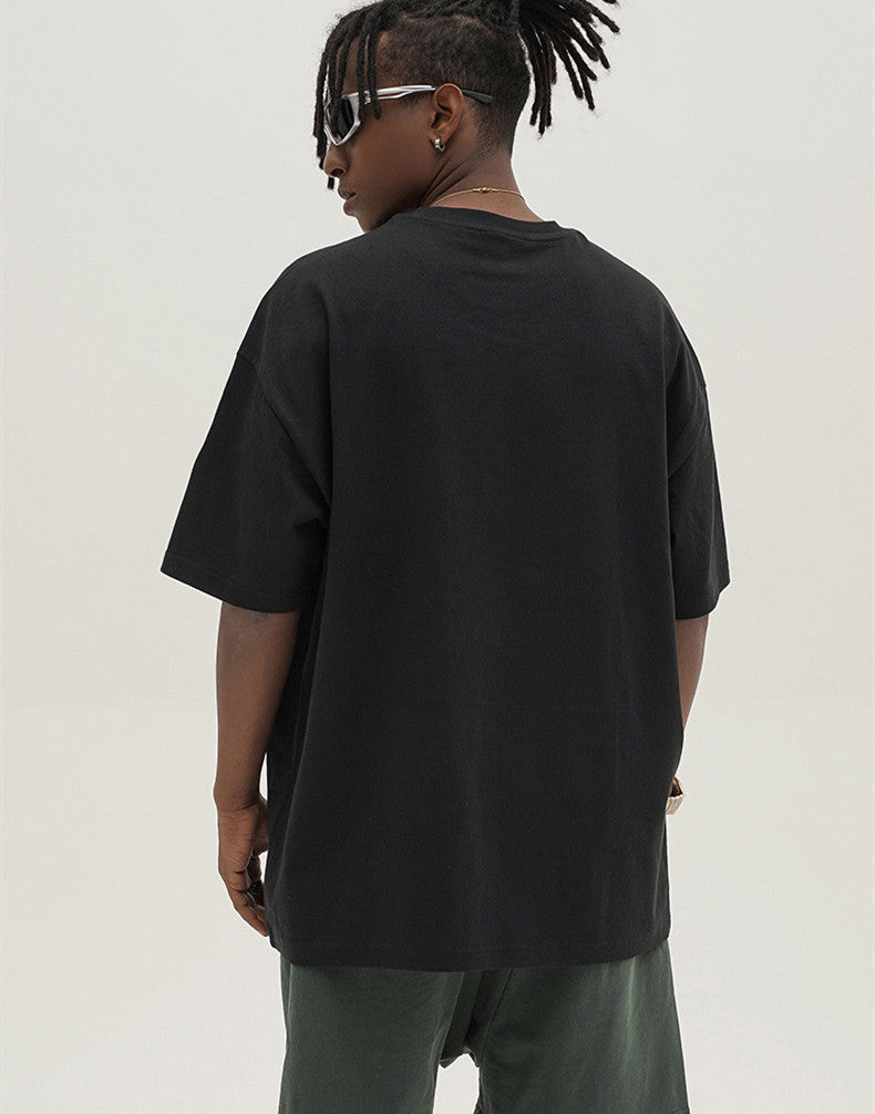 Loose Shoulder Style Cotton Printing Short Sleeve