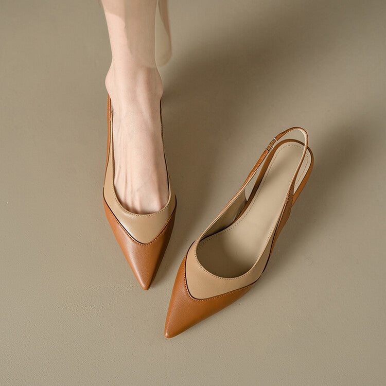 All-leather Thin Mid-heel Sandals