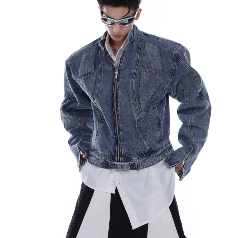 American Style Short Denim Coat For Men Spring And Autumn